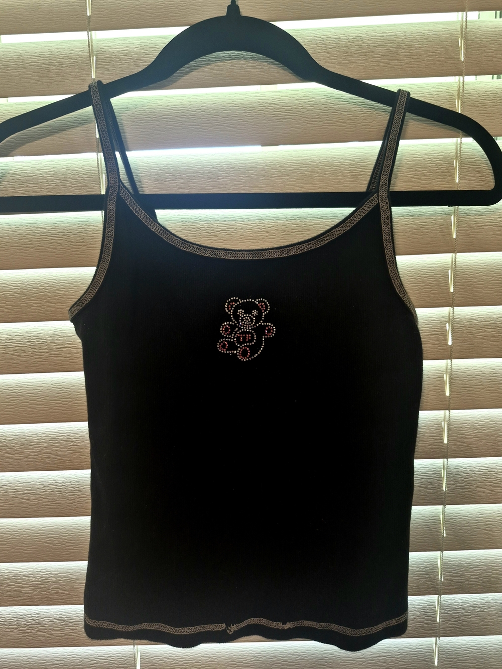 Teddy Fresh Black Rhinestone Bear Cami